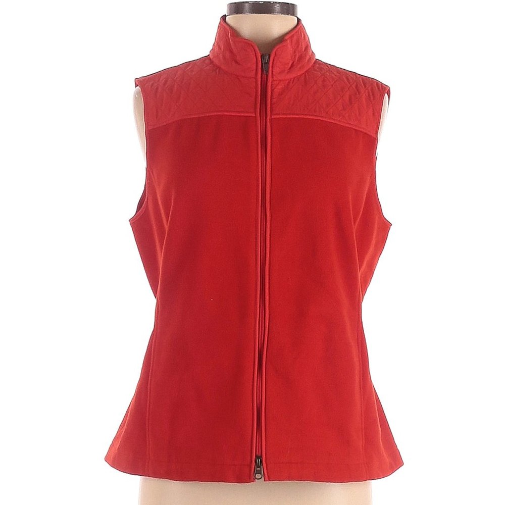Talbots Women’s Small Red Zip Front Quilted Sleeveless Puffer Down Vest